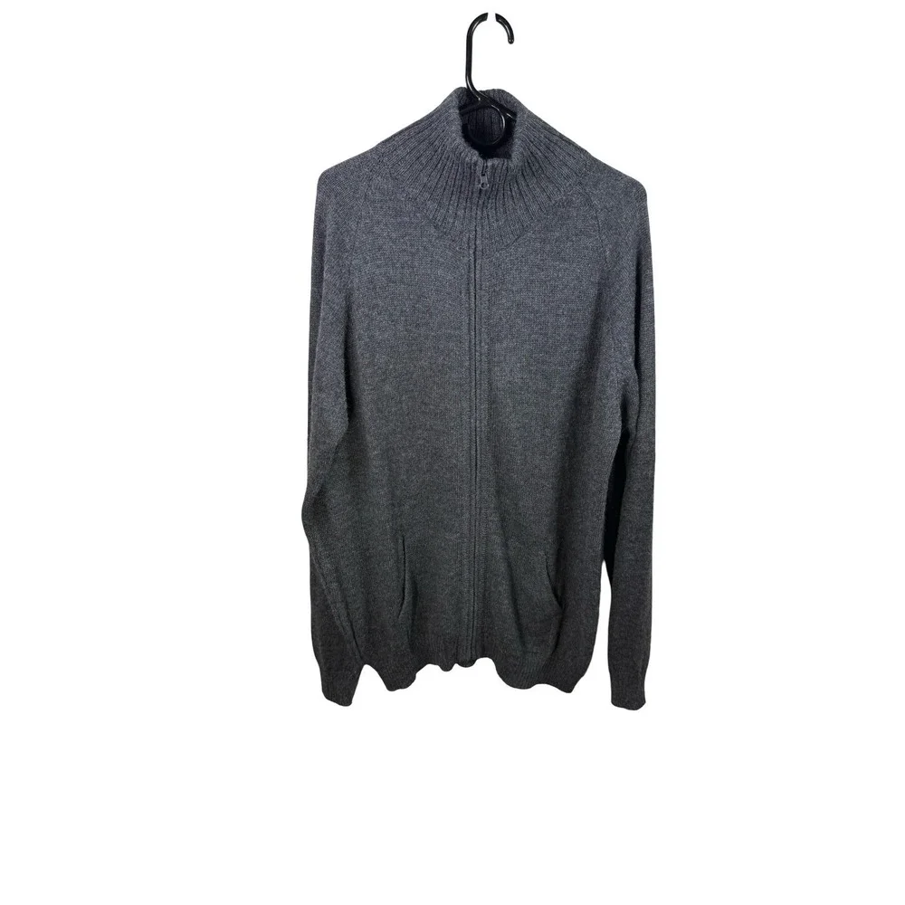 Baby Alpaca Cusco Peru Full Zip Sweater‎ Gray Soft Knit Men's Large